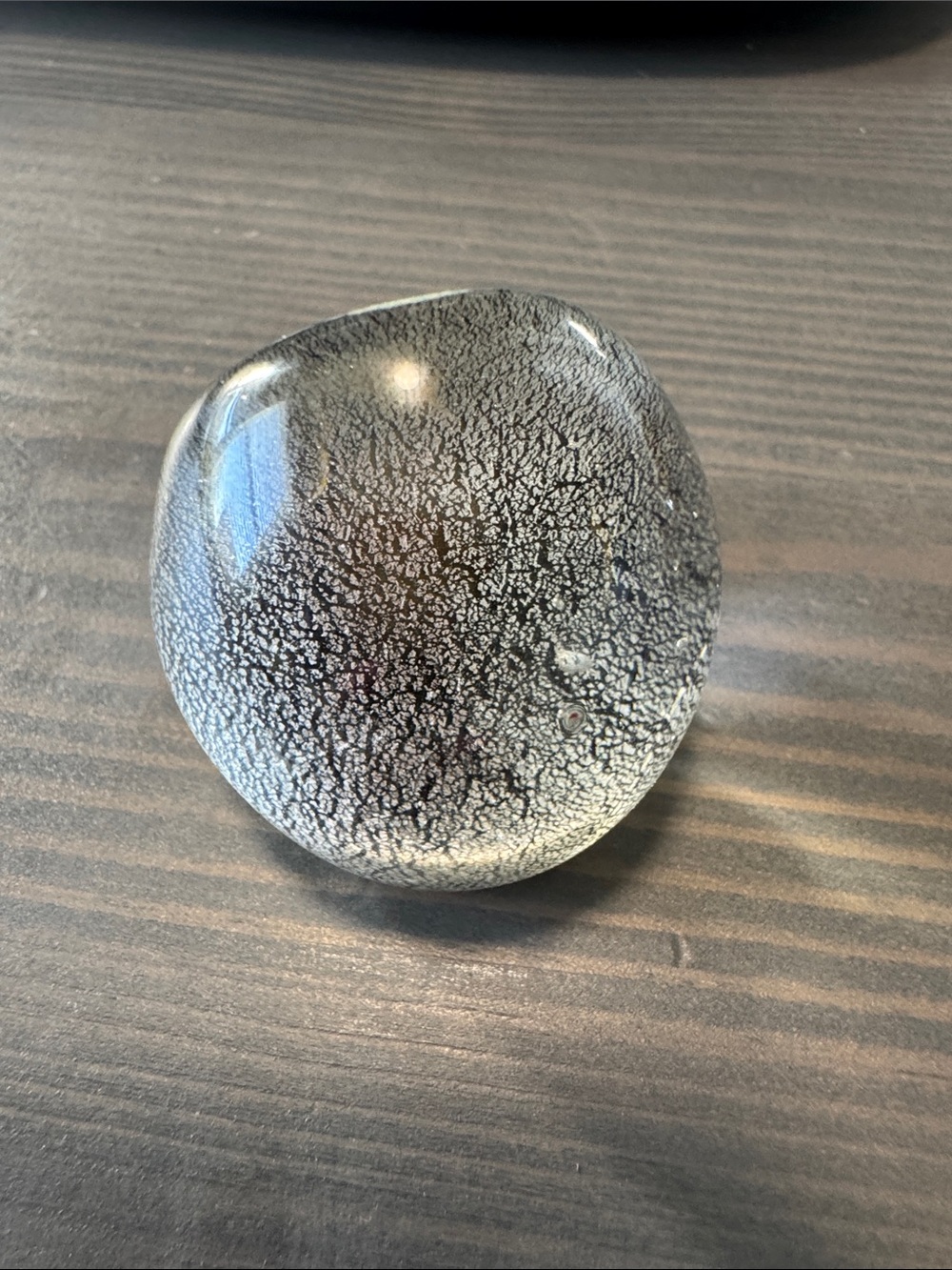 Silver glass dome ring